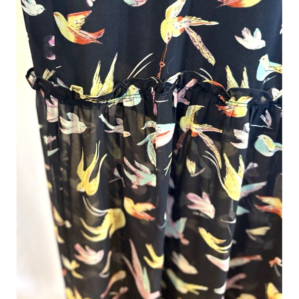 Chelsea & Violet Bird Print Halter Maxi Dress Size L Tiered Flowy Vacation NWT - Picture 7 of 14